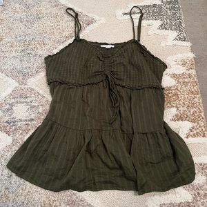 green babydoll cami blouse ruched